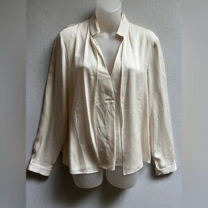 Halston Heritage Silk long sleeve v neck blouse Sz 10